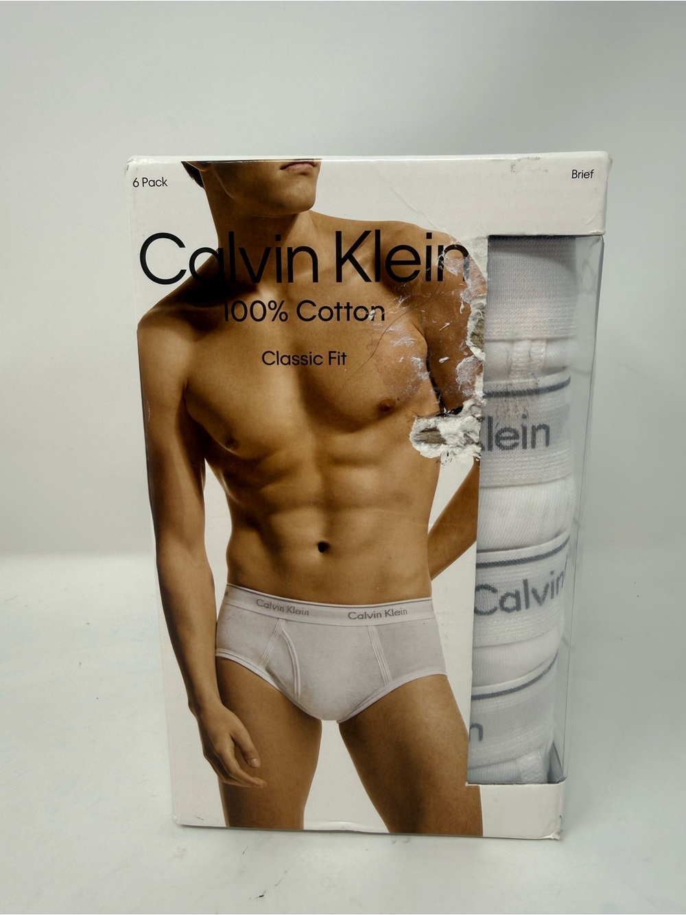 Calvin Klein Men’s Size 2XL 6 Pair Classic Fit Cotton Briefs All White NWT